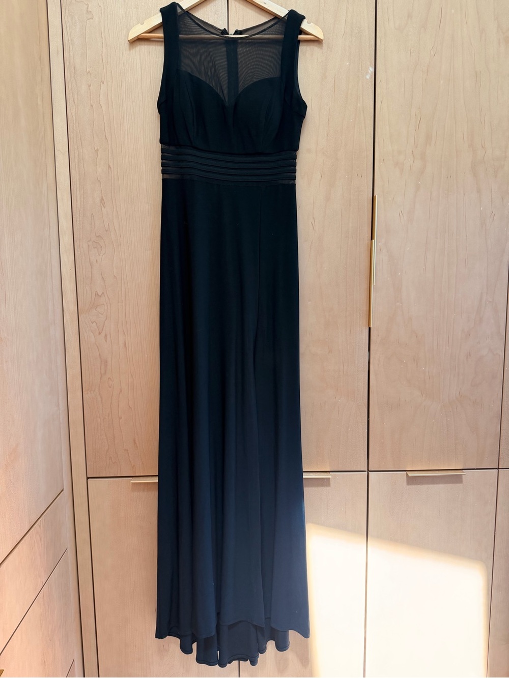 Elegant Black Mesh Yoke Evening Gown